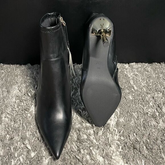 NWT Zara Golden Heel Ankle Boots - Picture 9 of 10